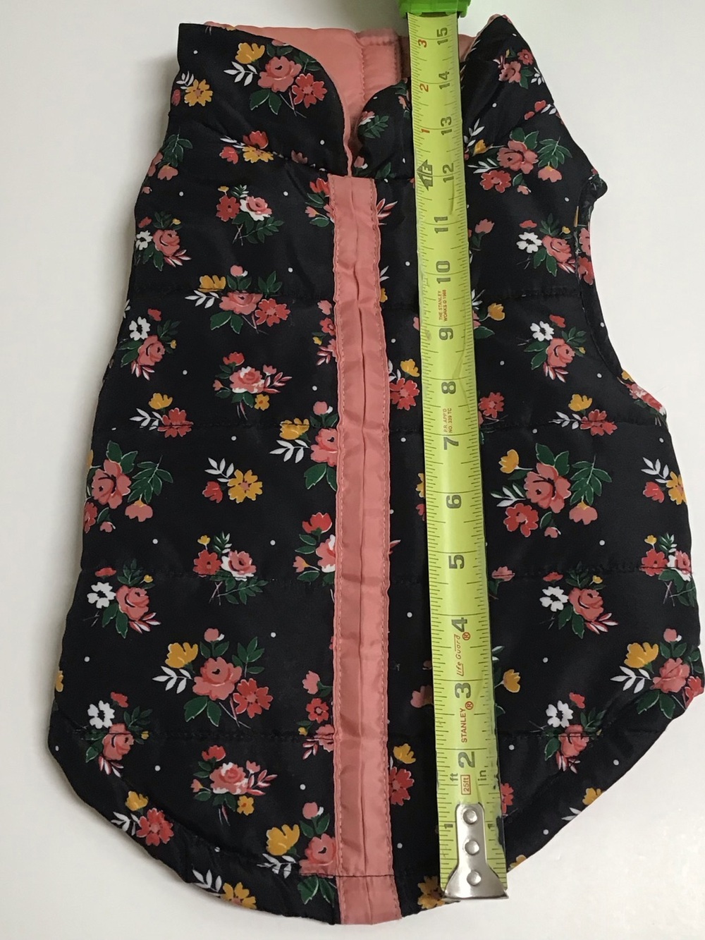 Dog Puffy Vest Quilted Floral MEDIUM Sweater Coat Dusty Rose Winter WARM NEW - Picture 3 of 10